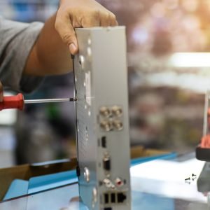 Repair of Digital video recorder. DVR. Selective focus. Reparación y reciclaje de cámaras de video-vigilancia